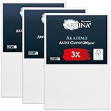 Keilrahmen Leinwand zum Bemalen 40x60 cm – Artina FSC® 3er Set bespannte Keilrahmen Leinwände zum malen für Acrylfarben Canvas 100% Baumwolle – Acryl Leinwand Rahmen