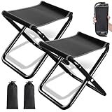 2 Stück Camping Hocker 200kg (440lbs) - 30cm Hocker Klappbar, Tragbarer Klapphocker Faltbar mit Aufbewahrungstasche, Campinghocker für Angeln, Reisen, Wandern, Grillen, Garten, Strand, Schwarz