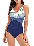 PONCEAU Damen Badeanzug Sport Bademode Damen Bauchweg Einteiliger Badeanzug Sexy Push Up Badeanzüge Damen Swim Suit Bikini