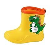 Mädchen Boots Kleinkind Kinder Kinder Regen Stiefel Mädchen Baby Cartoon Dinosaurier Regen Schuhe Rutschfeste Gummistiefel Gefütterte Winterstiefel Kinder (Yellow, 24 Toddler)