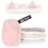 Trendecor 4 Stück Abschminkpads Waschbar, 4 Farbe Wattepads Wiederverwendbar mit 1 Abschmink Haarband Abschminktücher Waschbar Wiederverwendbare Abschminktücher zur Gesichtsreinigung