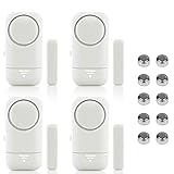 Shackcom 4pcs Fensteralarm Türalarm Selbstklebend Alarm Fenster 120dB mit Wireless Magnetsensor für Home Security Einbruchschutz Türalarmsensor mit Batterien