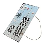 EXQUIMEUBLE Strand Dekoration Wanddeko Holz Schild Nautische Türhänger für Wohnzimmer Schlafzimmer Restaurant Mediterrane Wandkunst mit Lebendigen Farben und Wasserdichten Eigenschaften