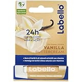 Labello Vanilla Buttercreme 5,5 ml, Lippenbalsam mit Vanilleduft, Lippenbalsam mit natürlichen Ölen und ohne Mineralöle, weich und feuchtigkeitsspendend für 24 Stunden