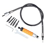 Elektrisches Gravur -Meißelwerkzeug - Haltbarer Aluminiumlegierung mit Gummi flexibler Wellenset, 5 Klingen und Schraubenschlüssel zum schnellen Schnitzerei, Schlitz und