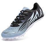 TvzsiY Herren Leichtathletik Schuhe Atmungsaktive rutschfeste 8 Nägel Laufschuhe Gittergewebe Das Vertiefte Design Sorgt FüR Sicheren Halt Geeignet FüR Teenager,Schwarz,37 EU
