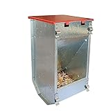 Breker Futterautomat Kaninchen 1,5 KG [mit Deckel] aus Metall - 1 Fresstellen - Futterspender für Kleintiere und Nager - Outdoor geeignet