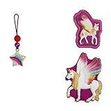 Step by Step Magic MAGS Schleich bayala® Regenbogeneinhorn, rosa, 3-TLG, 2 Magnet-Applikationen & 1 Anhänger,