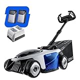 Litheli Easysurge Akku Rasenmäher 43cm, Rasenmäher Selbstfahrend (2,2-4,7 km/h), 50L Fangkorb, 25-75 mm Schnitthöhe, bis 500 m², Rasenmäher Elektro inkl. 2 x 4,0 Ah Akkus