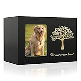 The7boX Urne für Hunde, aus Holz, für Haustiere, Urne für Katzen und Hunde, mit Bilderrahmen, Baum des Lebens, Souvenir für Haustiere, Tasche aus Stoff mit Asche