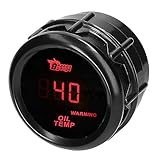 MOCNT Auto Öltemperaturanzeige 2' 52mm Öltemp Anzeige Celsius Temperaturanzeige Rot Licht Digitalanzeige Messgerät Oil Temp Gauge Rauch Len Universal mit Sensor