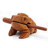 Aussel Guiro Frosch aus Holz mit Schlägel, große Ausführung, Musikinstrument Ton-Block