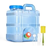 RUYI 10L Wasserkanister mit Hahn und Schraubdeckel, Camping Wasserkanister BPA-frei Trinkwasserkanister, Tragbarer Wassertank mit Griff für Wohnwagen Picknick Wandern, Transparent Blau