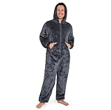 CityComfort Herren Overall Jumpsuit, One Piece Anzug Fleece Onesie Herren Flauschig Einteiler Schlafanzug Herren und Teenager Jungen M-3XL, Geschenke für Männer (L, Dunkelgrau)