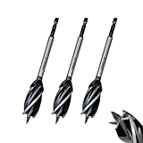 Holzbohrer 25mm x 165mm Schneckenbohrer 3-tlg. Schlangenbohrer Selbst-vorschub mit 6.35mm Sechskantschaft 4-Schneiden Spiralbohrer für Holzarbeiten