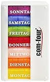 com-four® Medikamentendosierer 7 Tage - Medikamenten-Box (Morgens, Mittags, Abends) - Pillendose - Tablettendose - Wochendosierer (001 Stück - weiß ohne Zubehör)