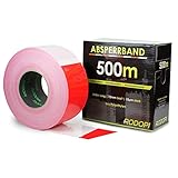 RODOPI Absperrband AreaGuard 500m x 75mm Flatterband rot weiß 50µm Warnband Reißfest Trassierband zum absperren von Baustellen Sperrband gestreift (1 Rolle (500m))