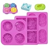 3 Stück Silikonformen Seife Seifenform Silikon Handgefertigte Seifenform 4 Hohlraum Seifen Silikonform Set, Wiederverwendbar, Leicht zu Entfernen für Handgefertigte Seife Cupcakes Gelee Gebäck Dessert