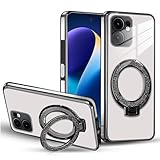 BEENTRYS Magnetische Transparent Handyhülle für Samsung Galaxy Note 8 Hülle,Galvanisierte Ring Ständer Durchsichtig Militärschutz Stoßfest Klar Clear Case Schutzhülle-Schwarz