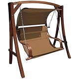 AS-S Design Hollywoodschaukel Gartenschaukel MERU aus Holz Lärche inkl. Abdeckung von AS-S, Farbe:Braun