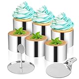 PBUSPU 6 Stück Dessertringe und Speiseringe, Edelstahl-Runder Mousse-Ringe DIY Ø 7.5cm Kleine Tortenringe Set für Mousses, Desserts, Kuchen, Biskuitausstechform mit Schiebeplatte