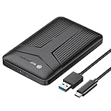 Yottamaster Festplattengehäuse 2,5 Zoll USB C 3.1 6Gbps Externe Festplatte Gehäuse für 7mm/9.5mm 2.5' HDD/SSD mit UASP&Trim, Werkzeugloses SSD Gehäuse mit USB C 3.1 Kabel