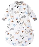 Chilsuessy Baby Schlafsack Winter mit abnembar Langarm Wattiert Babyschlafsack Kleine Kinder Ganzjahres Schalfsack Schlafanzug für Jungen und Mädchen extra Soft, Panda Wald/2.5 Tog, 75-90 cm