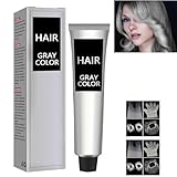 KOAHDE Silbergraue Naturhaarfärbecreme,Unisex Graue Haarfarbe Creme,Silver Gray Natural Hair Dye Cream,1PC