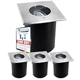 SSC-LUXon 4 Stück JUAVI Bodeneinbaustrahler schwenkbar quadratisch IP67 für 1x GU10 - Bodenspot befahrbar (ohne Leuchtmittel)