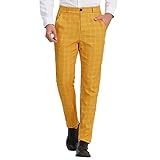 Generisch Herren Chinohose Kariert Business Freizeithose Slim fit Stretchhose mit Taschen Karo Tapered Jogginghose Knitterfreie Flatfront Leicht Anzughosen