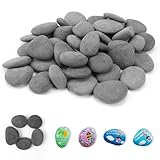 VZXZXE 40 Stück Flache Steine zum Bemalen gemalter Kieselsteine 1-3cm Naturstein Aquarium Deko-Steine für bunte Bilder und dekorative Pflanzgefäße und Aquarien