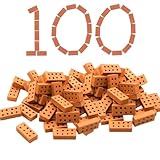 IKOPFLN 100pcs Mini Ziegelsteine - Puppenhaus Backstein - Rote Ziegel - Wichtel Baustelle Set - Modellziegel Brick für DIY Puppenhaus Fairy Garten Dekoration