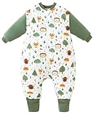Chilsuessy Baby Winterschlafsack Schlafsack mit Füssen kleine Kinder Ganzjahres Winter Schlafsack Schlafanzug für Jungen und Mädchen,abnehmbar Ärmel, Waldtiere/2.5 Tog, 80/Baby Höhe 90-100cm