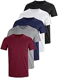 Tshirt Rundhals Baumwolle 5er Pack Basic 3XL 4XL S M L XXL Einfarbig T Shirt Für Herren Arbeit Regular Männer Kurzarm O-Neck Set Rot Blau Schwarz Weiß Grau (XL)
