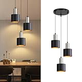 Lichtmaler Hängelampe Esstisch E27 Pendelleuchte Vintage - Küchenlampe Hängend 3 Flammig Esszimmerlampe Schwarz Gold Hängeleuchte Kücheninsel Höhenverstellbar Industrielampe Ohne Leuchtmittel