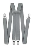 axy Hosenträger für Herren breit 2,5 cm in H-Form mit 4 Hosenträger Clips extra stark längenverstellbar (Grau)