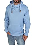 riverso Hoodie Herren Regular Fit RIVNiklas Kapuzenpullover Pullover Cross-Over-Kragen Blau XL, Größe:XL, Farbe:Azurine Blue