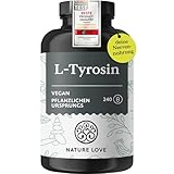 Nature Love L-Tyrosin 240 vegane Kapseln - 1000 mg pro Tagesdosis - 4 Monate Reichweite - aus Fermentation, laborgeprüft und in Deutschland produziert - ohne unerwünschte Zusätze