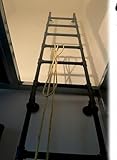 1 x robuste Notfall-Leiter – Schmiedeeiserne Fensterbrunnenleiter für Etagenbetten, 150 kg Tragkraft, 216 cm, schwarz, Sicherheitslösung