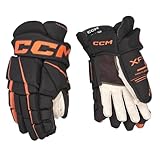 CCM Tacks XF80 Senior Eishockey Handschuhe (Schwarz/Orange, 14 Zoll)