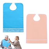 Carreneu 2 Stück Lätzchen Für Erwachsene Latz Für Schlabberlatz Für Erwachsene Lätzchen Sabberlatz Senioren Wiederverwendbar Wasserdicht (Blau+Pink)