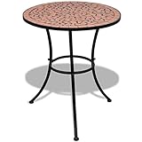 QZZCED Bistrotisch Terracotta-Rot 60 cm Mosaik, Garten Lounge Tisch Patio Tisch Balkon Esstisch Outdoor Tisch für Gärten, Terrassen, Balkone