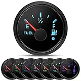 Kraftstoffanzeige, Kraftstoffstandsanzeige 52 mm 0-190ohms mit 7-Farben Hintergrundbeleuchtung Und Alarm LED Universal für Auto Boot