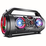 Audiocore AC875 Tragbarer Bluetooth-Lautsprecher Boombox 30W (20W+5Wx2) Bazooka Spritzwassergeschützt, Radio, microSD, Aux, USB, Beleuchtung, Mikrofonanschluss, Fernbedienung (Lautsprecher)