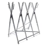 Wiltec Sägebock verzinkt klappbar, 80x80x79 cm, mit 4 Haltern, Haltegriffen und Zahnung, Holzschneidebock als Sägehilfe, bis 150 kg