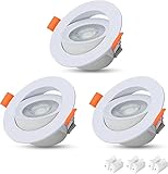 LED Einbauleuchten, 3 Stück 7W Schwenkbare Deckenleuchte Einbaustrahler, 3000K Warmweiß, 650LM, AC 230V, Nicht Dimmbar, SMD Technik Deckenspots, Einbauspots Deckeneinbauleuchte, Ø75 mm Lochbohrung