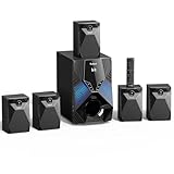 1000 W Surround-Surround-System, 5 kabelgebundene Satelliten-Audio-Lautsprecher, 20,3 cm Subwoofer, 5.1/2.1-K, Heimkino, tiefer Bass, unterstützt HDMI ARC, optischer Bluetooth-Karaoke-Eingang