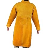 Sharplace Schweißerjacke, Schweißerschürze mit Ärmel, Arbeitsschürze, Schwer Entflammbarer Schweißermantel, Schutzkleidung für, Länge 120cm