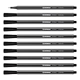 OFFICER PRODUCTS DONAU D-FINE Fineliner 0,4 mm/ 10er Pack/Farbe: Schwarz/Filzstifte/Metallgefasste Spitze/für Erwachsene und Kinder Schule Büro Homeoffice/Geruchlos Ungiftig