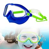 Taucherbrille Kinder, 2025 Neu Schwimmbrille Kinder mit Nasenabdeckung, Verstellbares Silikonband Schnorchelmaske 180°Panorama HD Anti Nebel Anti-Leck Swimming Goggles für 4-16 Jahre (Dunkelblau)